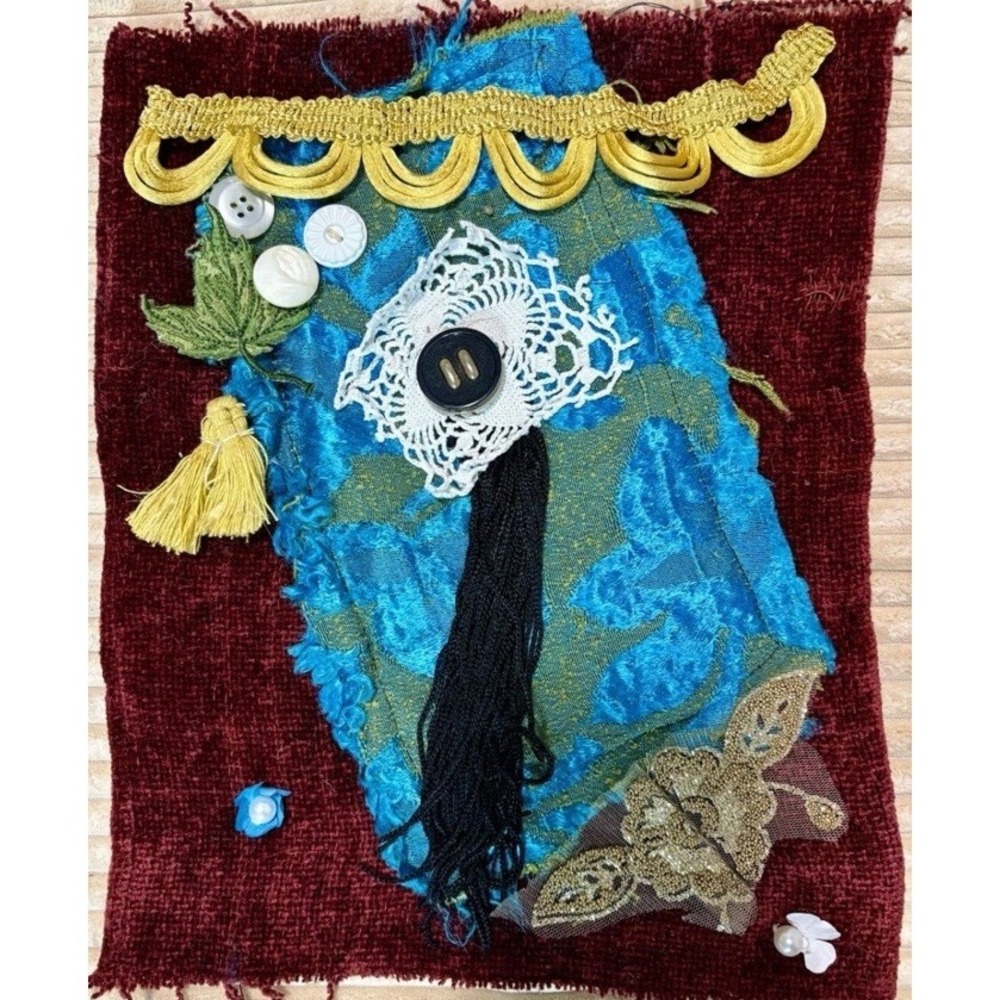 Slow Stitch Junk Journal Kit Craft‎ Sewing Crochet Vintage Fabric Lace #09